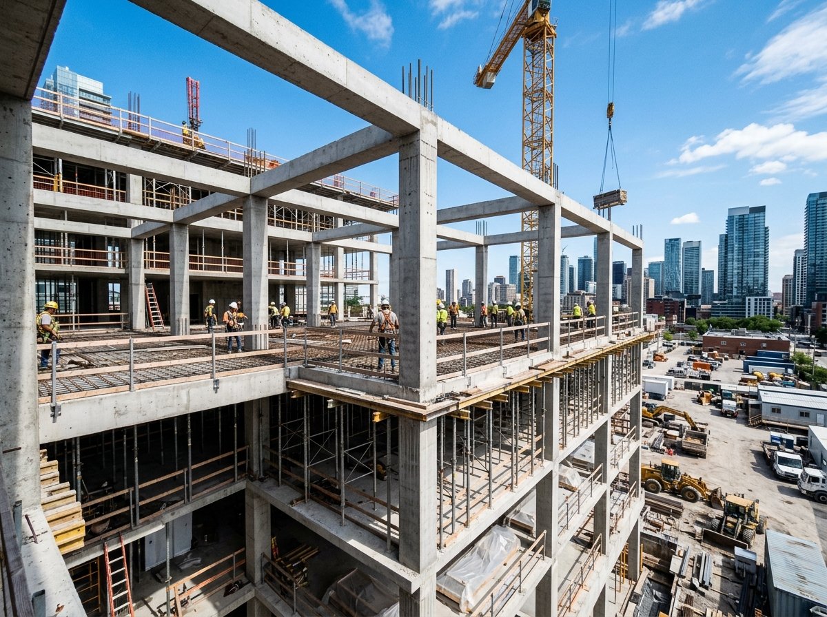 Commercial structural concrete framing and columns